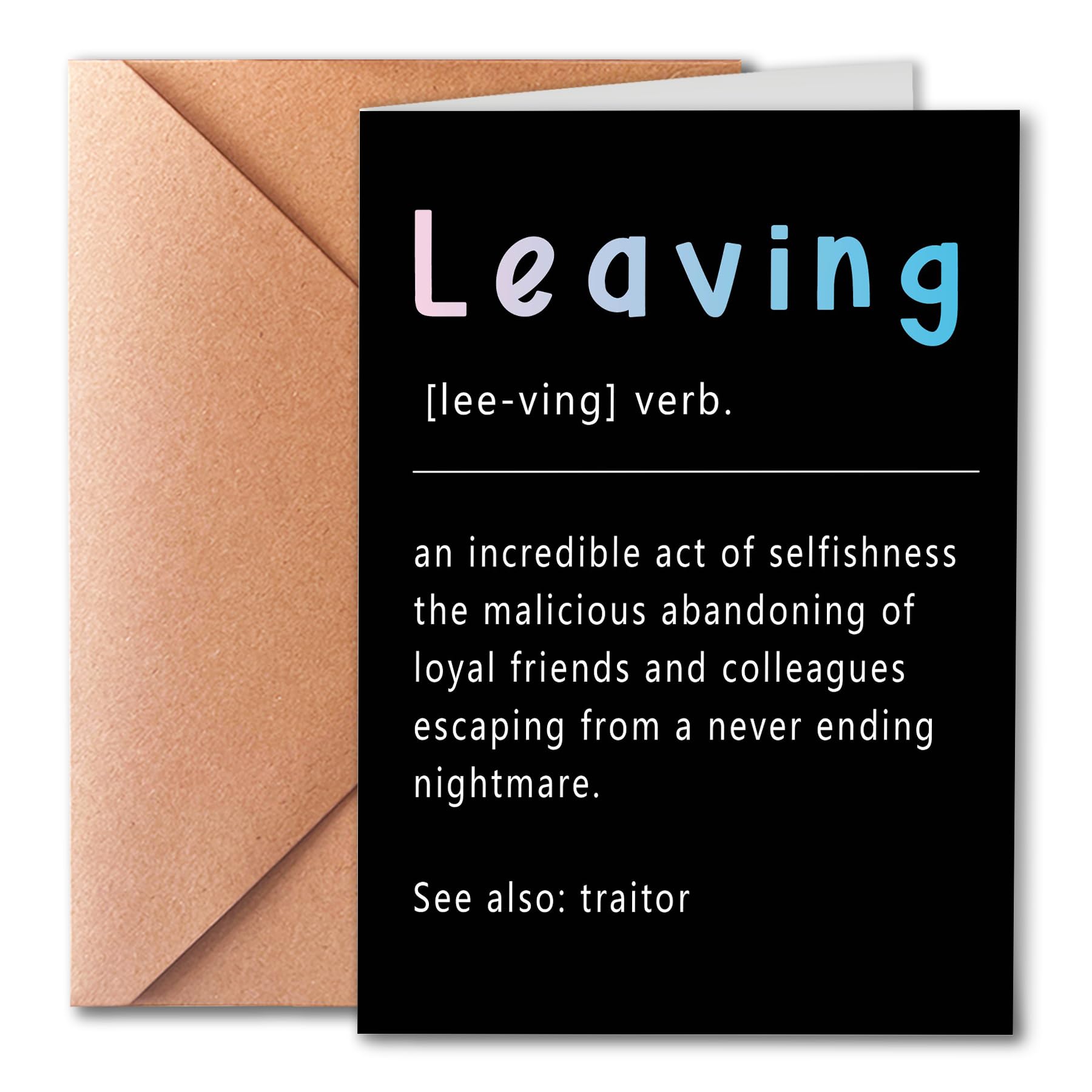 PTRUKD, Funny Farewell Card for Coworkers, Departure Cards for Him, Her, Work Besties, Humorous Resignation Definition Cards, Funny Card for Coworkers