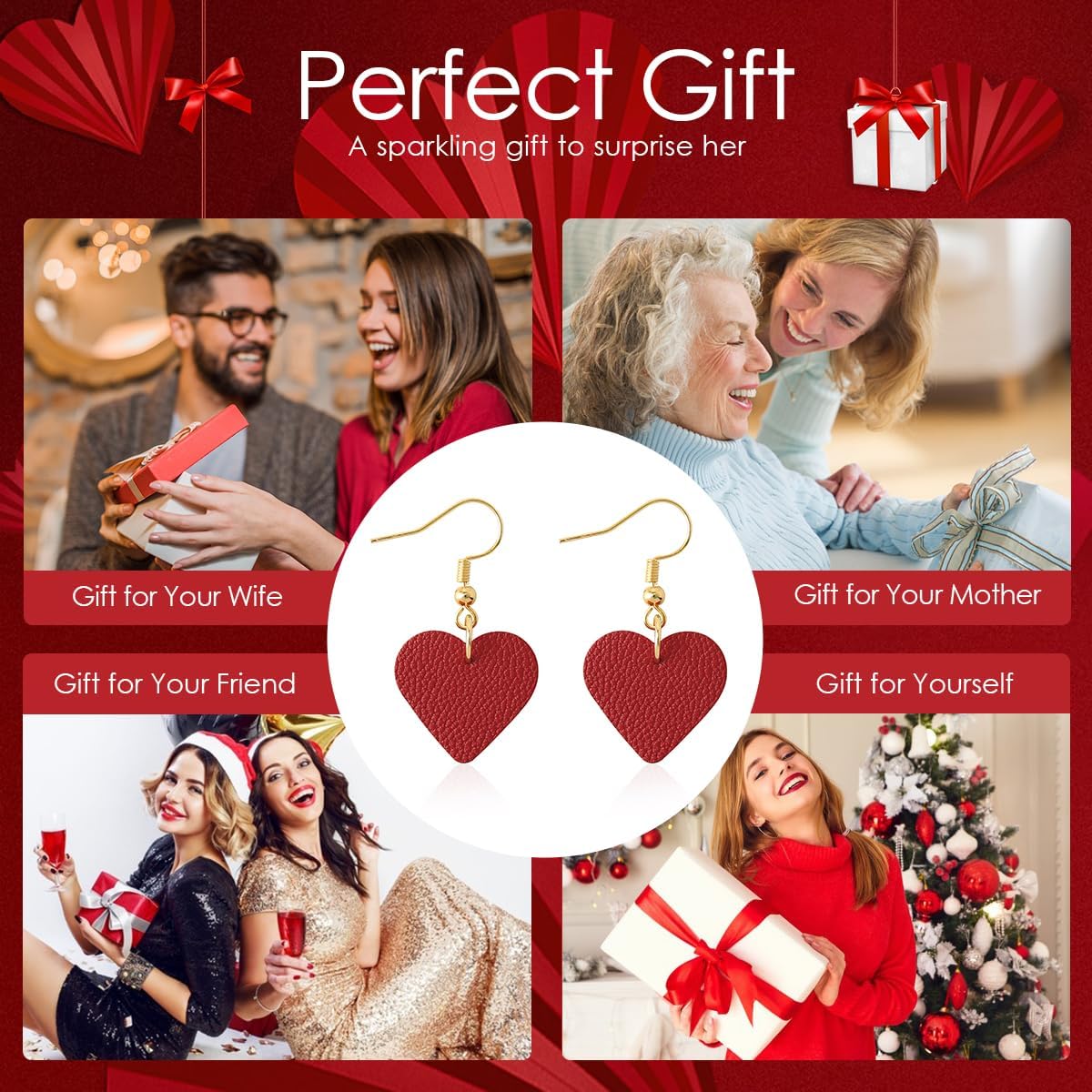 KINIVA Heart Earrings for Women,Trendy Heart Dangle Drop Earrings for Party Prom,Christmas Valentines Jewelry Gifts for Her - Image 6