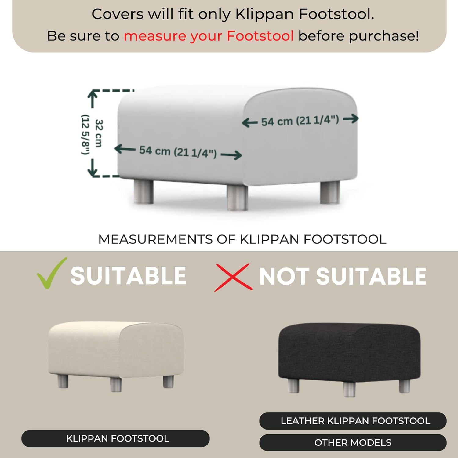 comfortly Cover for Klippan Footstool, Replacement Slipcover, Heavy Duty 1 pcs Cover, Soft Durable Washable Fabric, Easy to Clean & Replace (Crown - Curcuma)