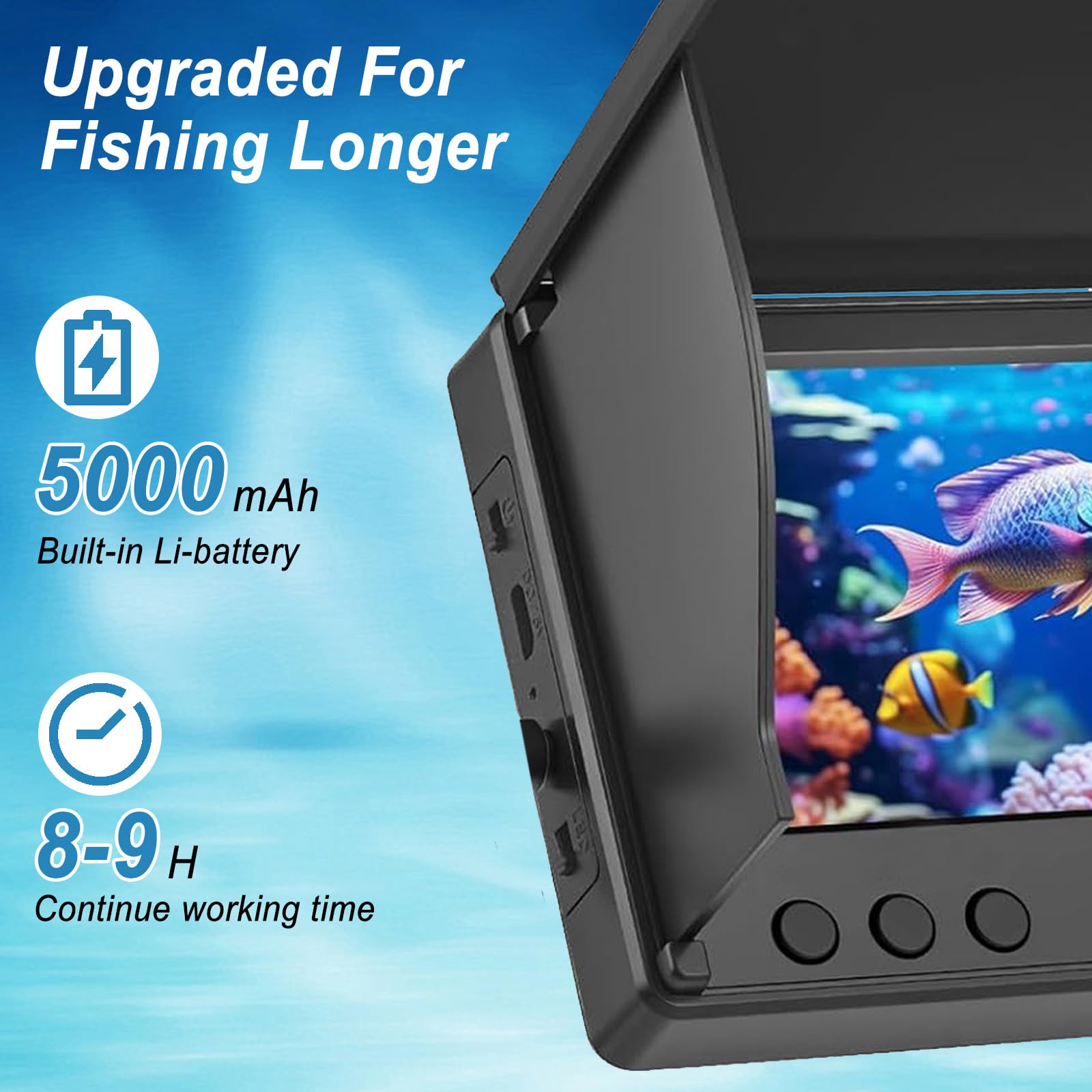 Caméra de pêche sous-marine, étanche IP68 avec écran IPS de 10,9 cm, équipement de détection de poissons HD avec batterie de 5000 mAh, vue à 190° et câble de 30 m pour la pêche sur glace, rivière et