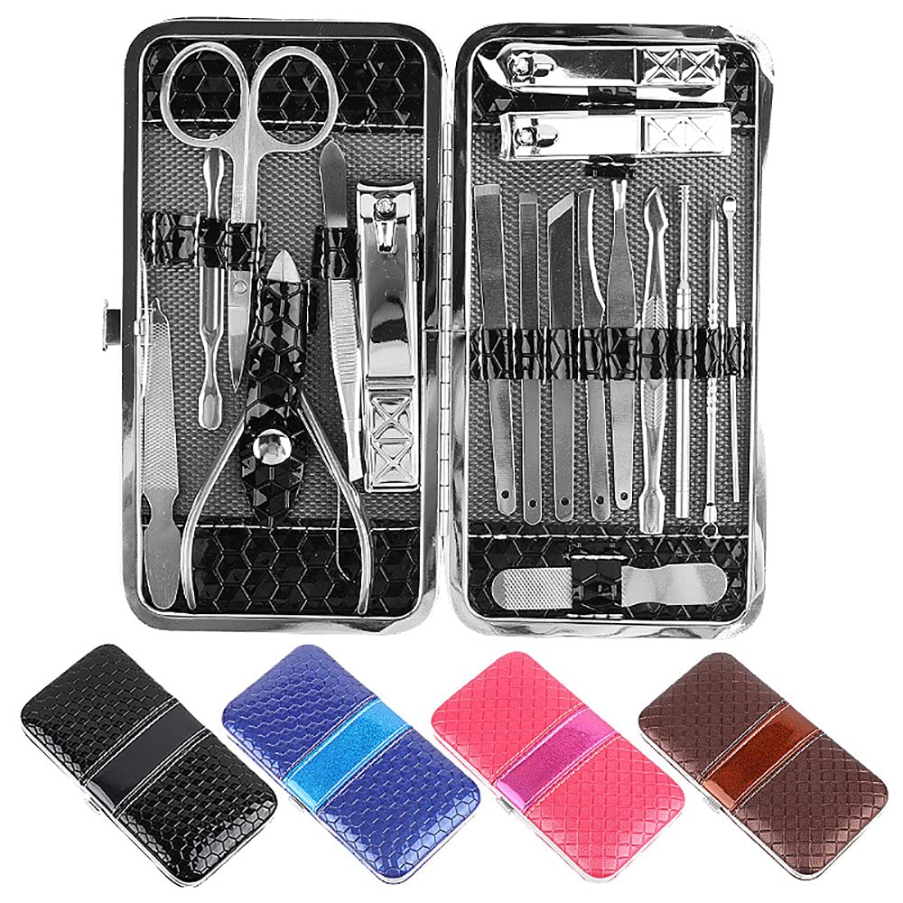 Kit de soins professionnels en acier inoxydable avec étui rouge
