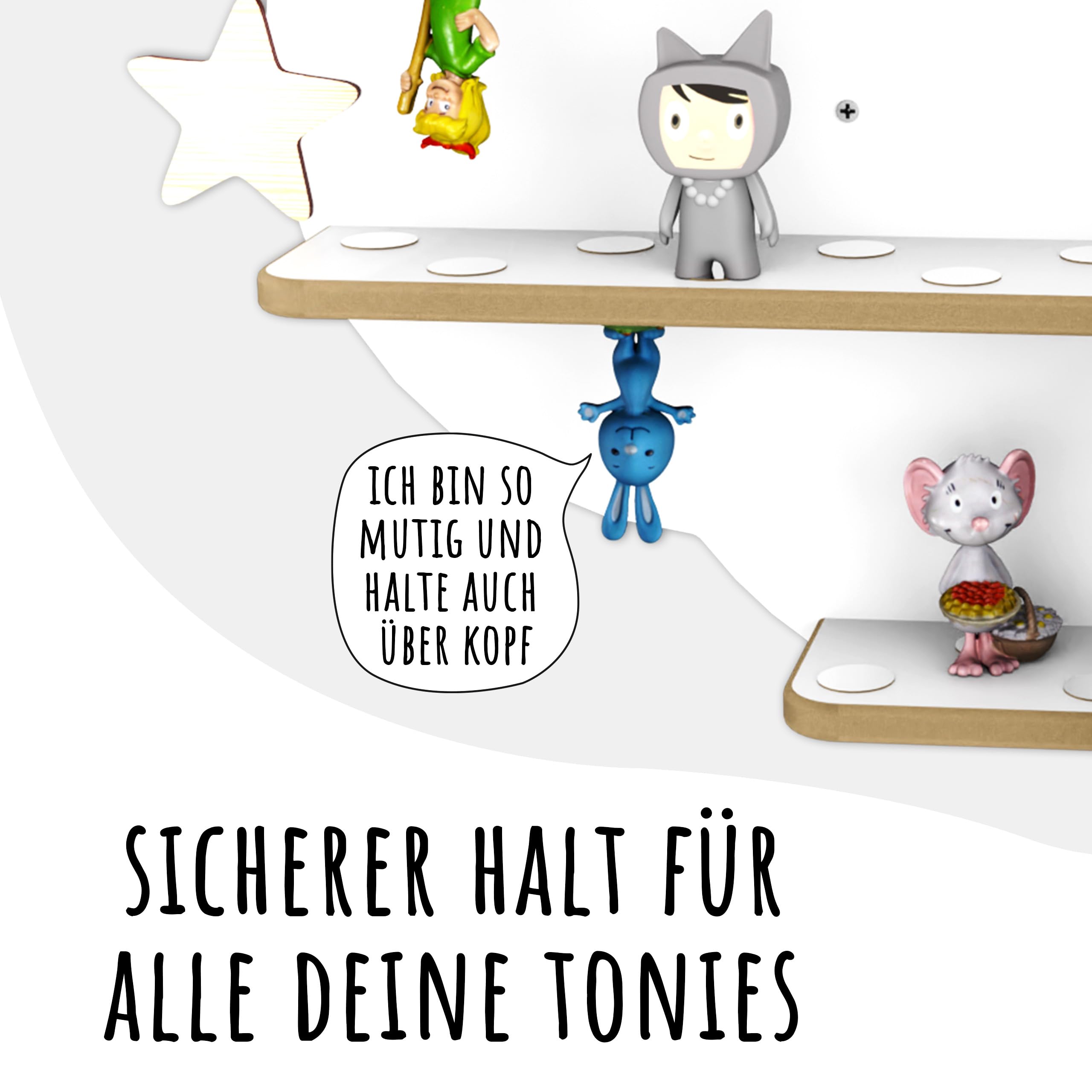 Holzura Tonie Regal für Toniebox, Toniebox Regal personalisiert mit Name und Holzsymbolen, Tonie Aufbewahrung (Buchstabe L)