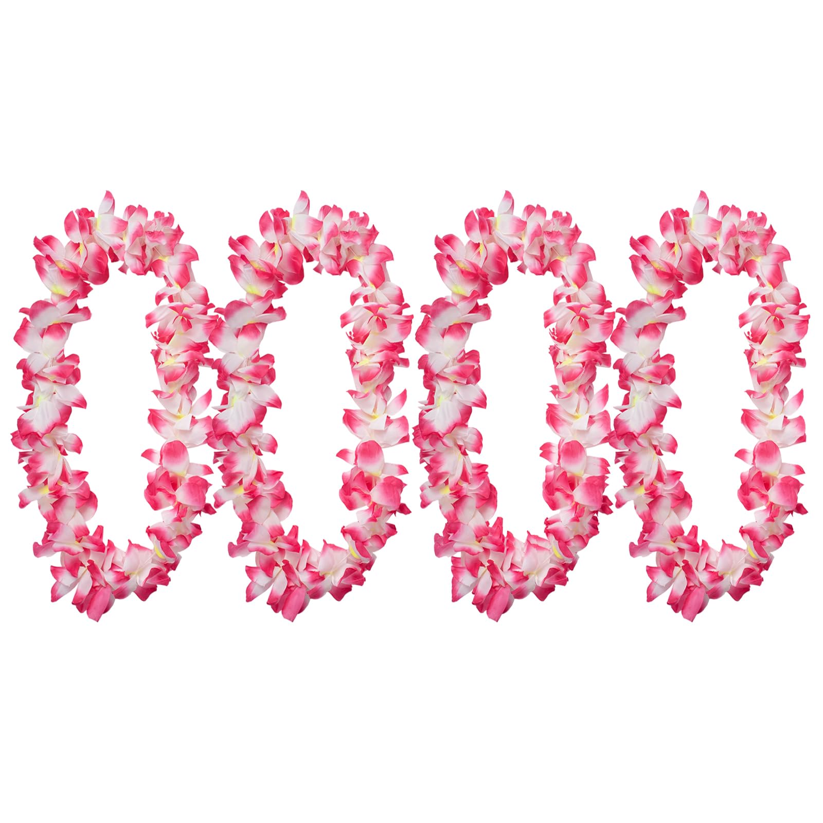 GHGMAO 4PCS Hawaiian Flower Leis for Luau Parties - Tropical Party Decorations & Favors, Hawaiian Lei Garland Necklaces for Birthdays, Wedding &