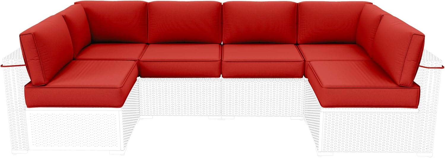 Outdoor Furniture Replacement Cushions, 5" Foam Foam High-Density, Fits 6-seat Sectional Rattan Conversation Set, 14 Piece Patio Water-Resistant Replacement Sofa Cushions, Liner&Cover