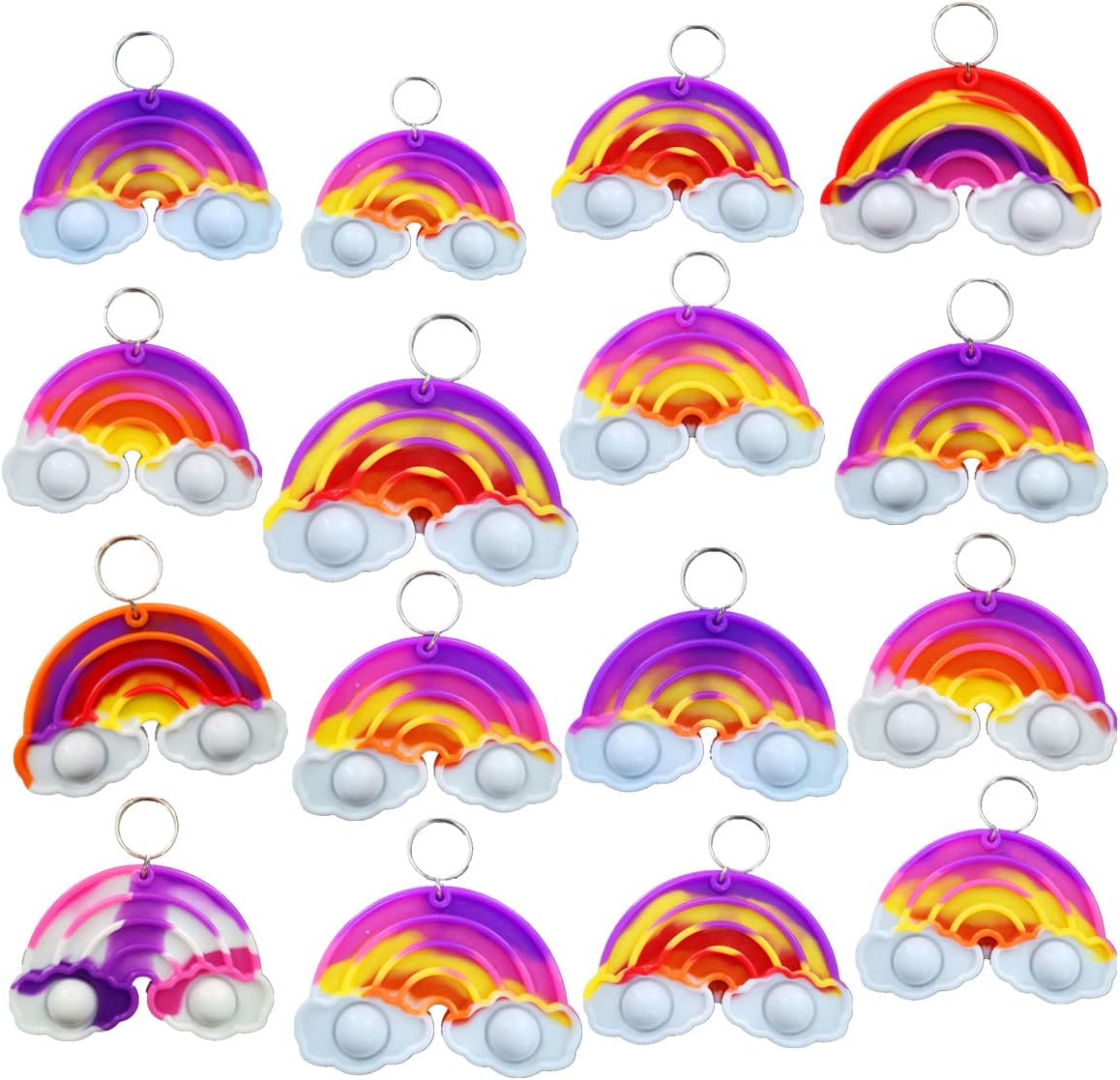 Bulk Mini pop Bubble Keychain Fidget Present,Rainbow Party Favors,Classroom Students Boys Girls Birthday Small Gifts