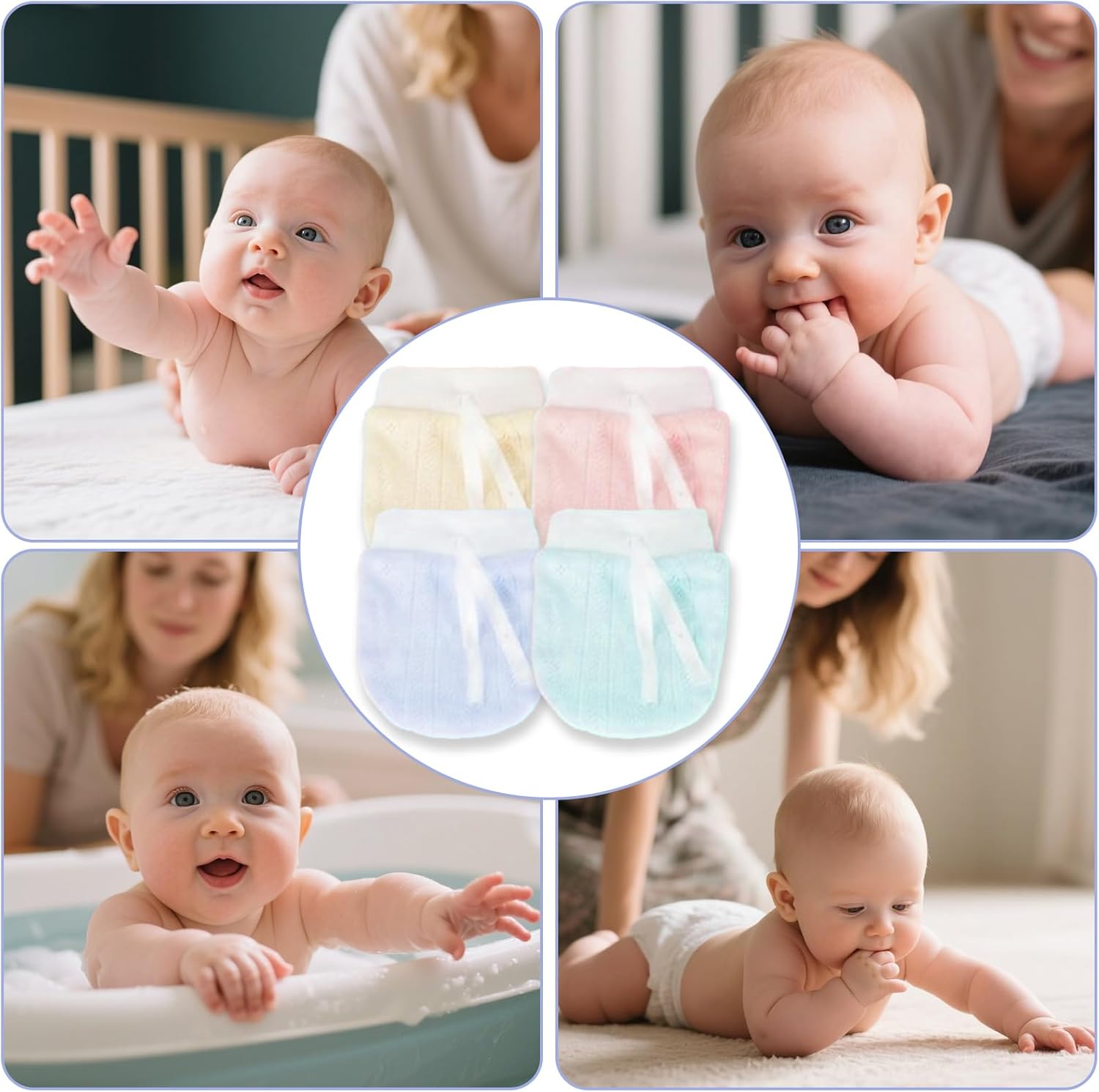 Newborn Mittens No Scratch, Mitten for Newborn Baby Girls, Infant Hand Mitten, Anti Scratch Mittens for Babies, Baby Breathable Adjustable Drawstring Gloves 0-7 Months - Image 7