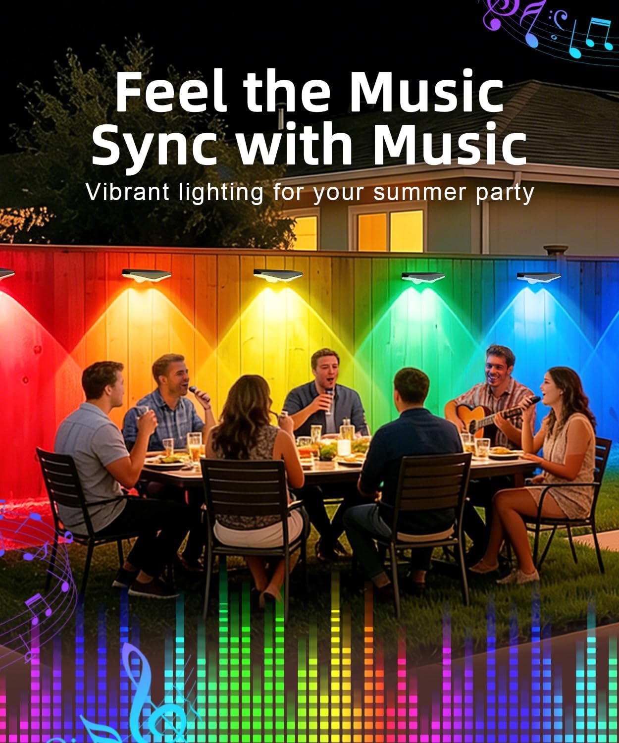 Outdoor Fence Lights, RGB+IC Smart Fence Lighting, 50FT LED Lights with App & Remote Control, 100 Scene Modes, IP67 Waterproof, Timer for Deck, Backyard, Wall, Holiday Decor