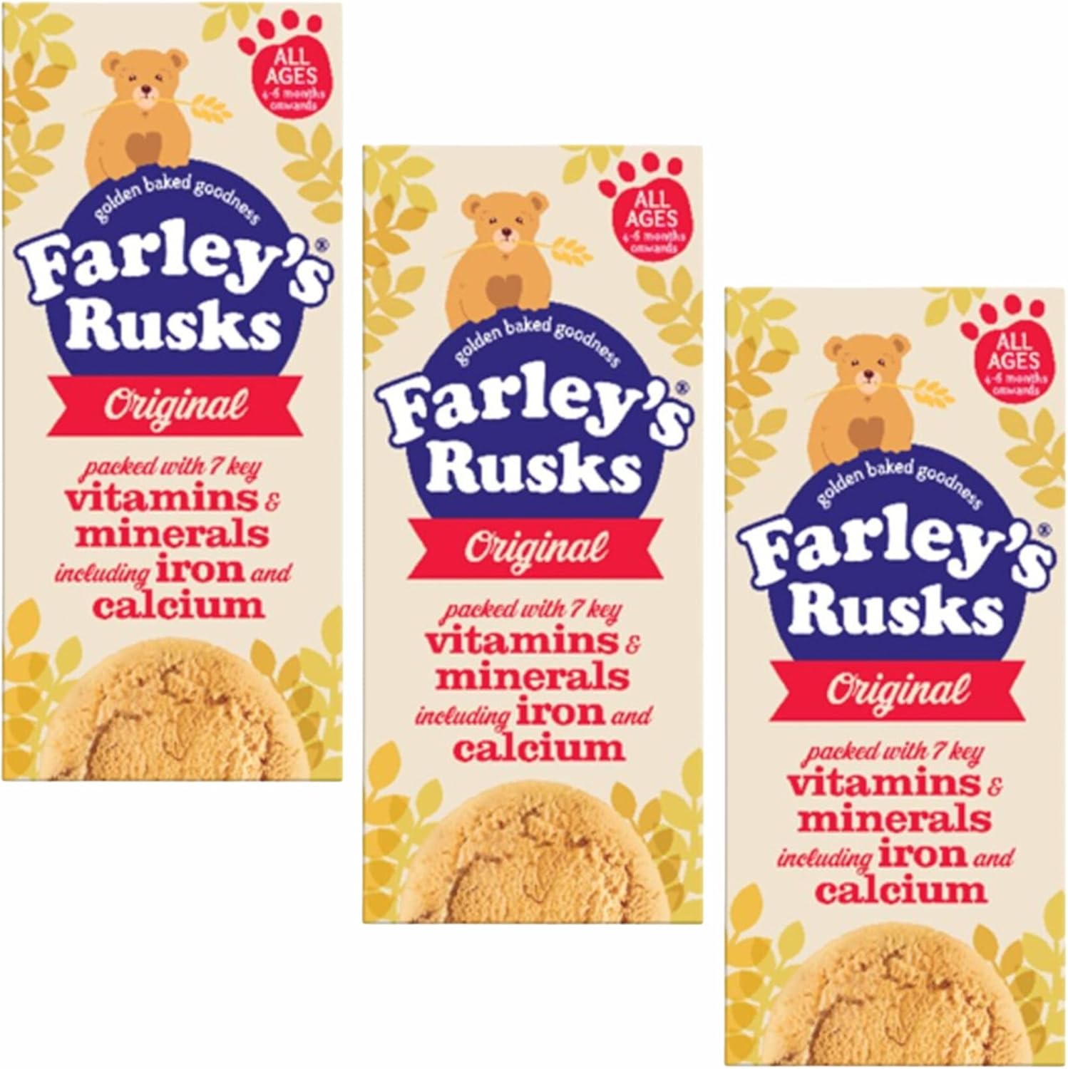 Farley's Rusks Original 150g All Ages 4 Months Onwards (Pack of 3 x 9s