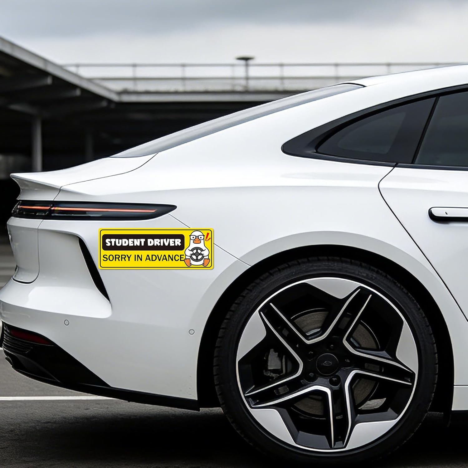 ドライバーカーマグネット3個、25x9cm/9.84x3.54インチ 愛らしい漫画グース反射磁気ステッカー面白い学生ドライバーマグネ