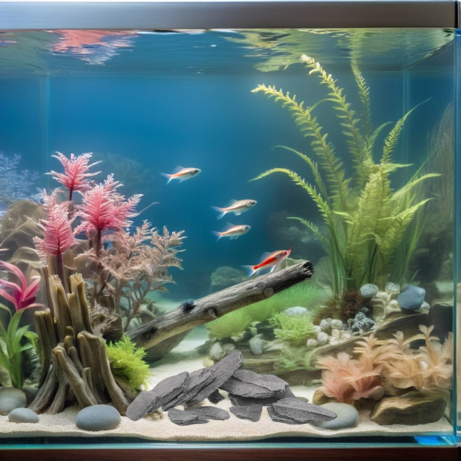 Cabilock Piedras Decorativas Naturales para Acuarios Forma Irregular, Roca Estable y Fácil Mantenimiento para Peces y Camarones en Paisajismo Acuático y Oficina