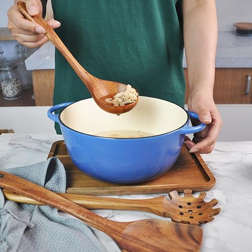 Miniatura 6 de 10 piezas de cucharas de madera para cocinar, juego de utensilios de cocina de madera de teca, espátulas para utensilios de cocina