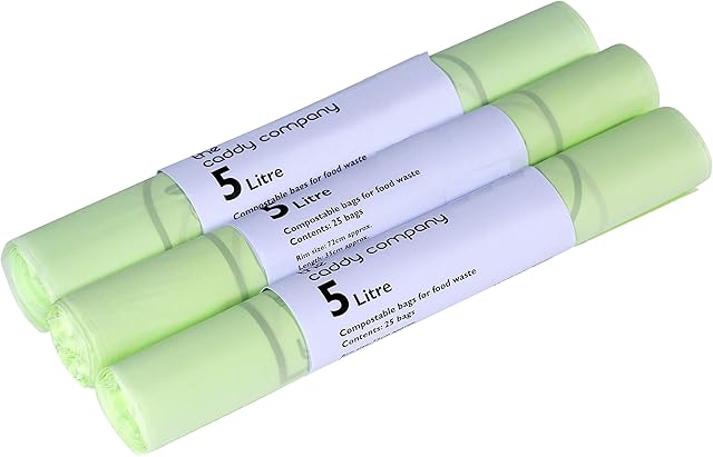 The Caddy Company 5 Litre (5L) Compostable Caddy Bin Liners, 75 Bags