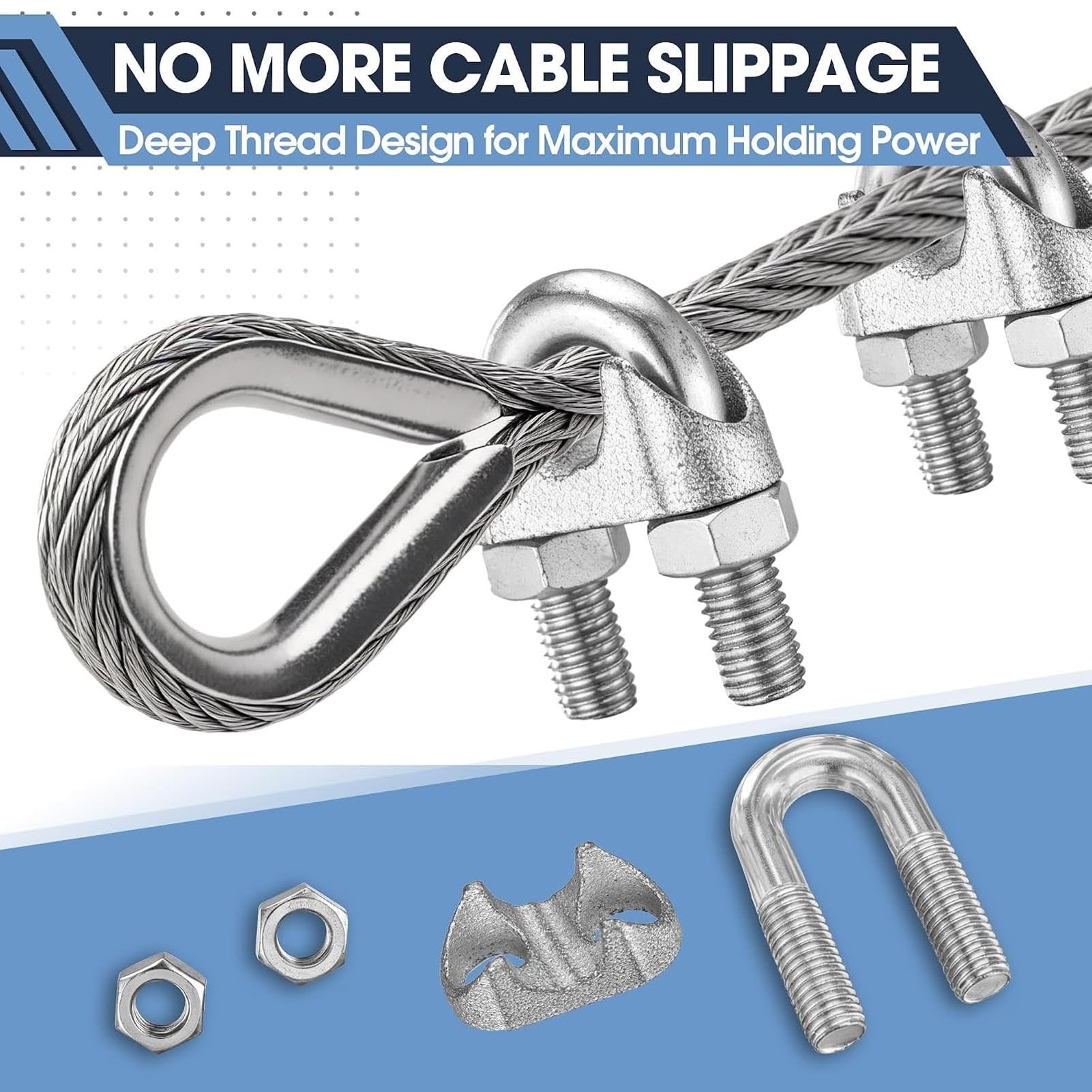 Abrazaderas Cable Acero Galvanizado M3 (Paquete 50)