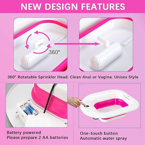 Miniatura 5 de IRWPITW Bañera sentada, bañera eléctrica para asiento de inodoro, baño de asiento para hemorroides, bañera de cuidado posparto para mujeres, cuenco