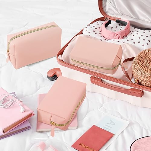 Miniatura 7 de 8 bolsas de maquillaje de piel sintética, bolsa de cosméticos impermeable, pequeña bolsa de aseo portátil, organizador de cosméticos, bolsa de