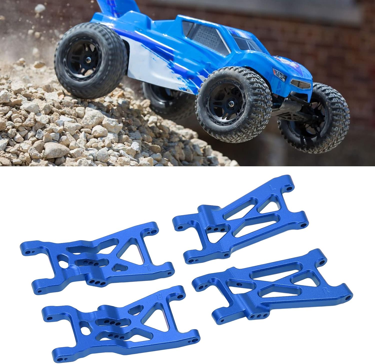 RC Front Rear Lower Suspension Arms Set, Aluminum Alloy Front and Rear Lower Arms for 1/10 22S 2WD(Blue) Body Parts