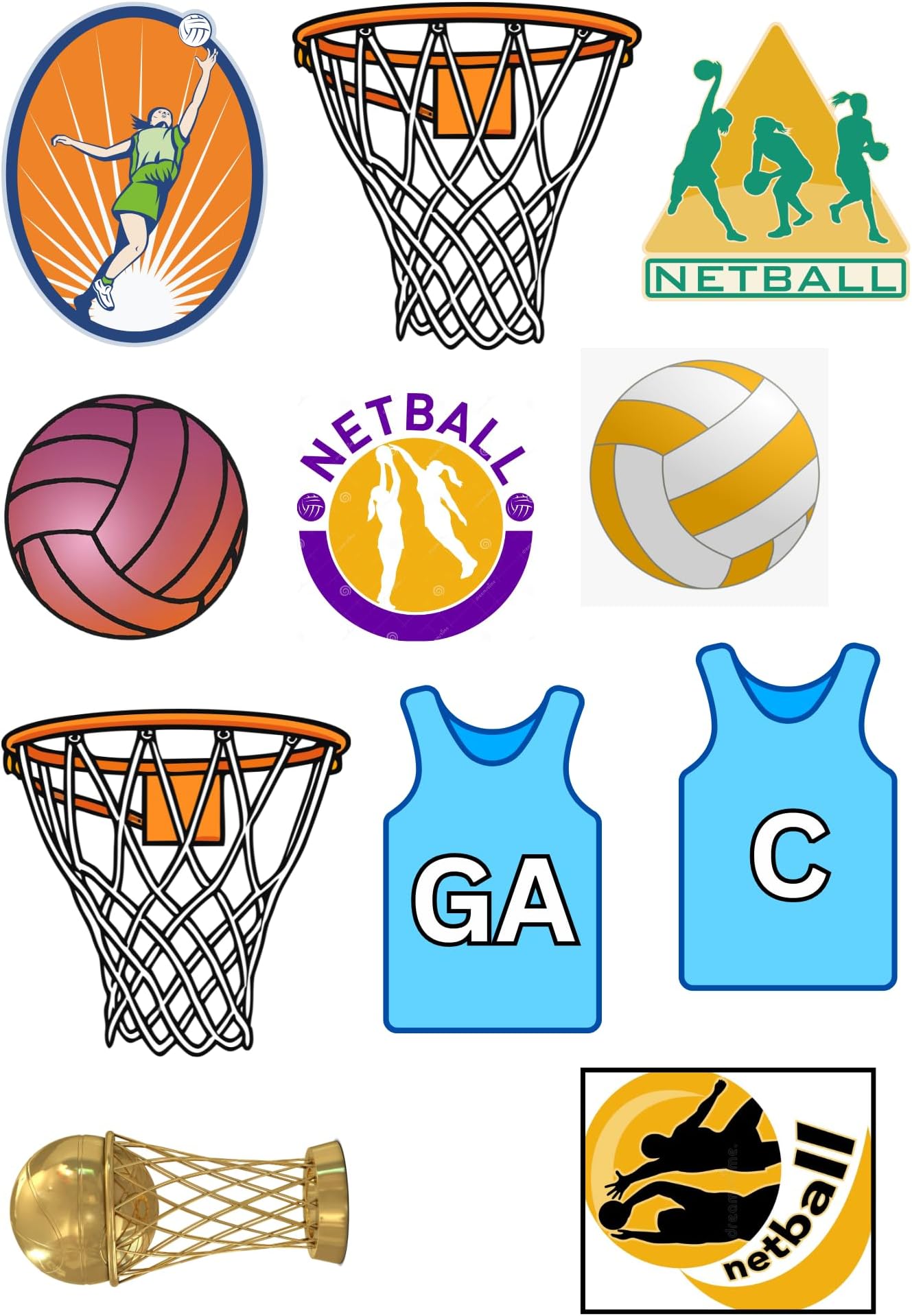Edible print A4 netball theme Cake topper set cake decorations wafer card NOT PRECUT - Birthday -Retirement - net ball
