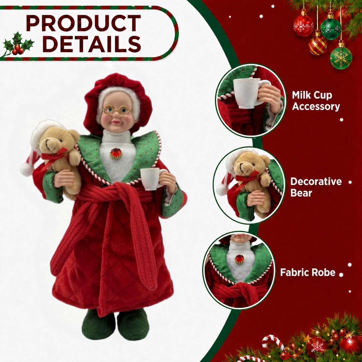 12.4Inch Mrs Claus Christmas Figurine image 2