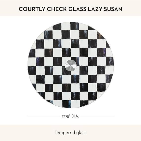 MACKENZIE-CHILDS Glass Lazy Susan, Black-and-White Courtly Check