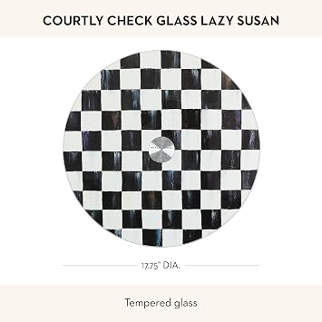 MACKENZIE-CHILDS Glass Lazy Susan, Black-and-White Courtly Check