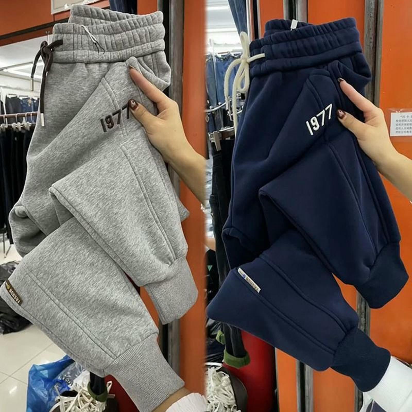 Jesienne spodnie jeansowe z otworami na jesień i zimę, pogrubione spodnie polarowe, modne sportowe harem, mankiety - spodnie do biegania