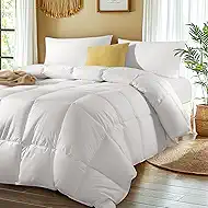 Shilucheng Goose Down Comforter Oversize King Size, 850+ FP All Season Duvet Insert with 600TC Ultra-Soft Cotton Cover, 3D Baffle Box Design for Maximum Fluffiness (White,120x98 Inches)