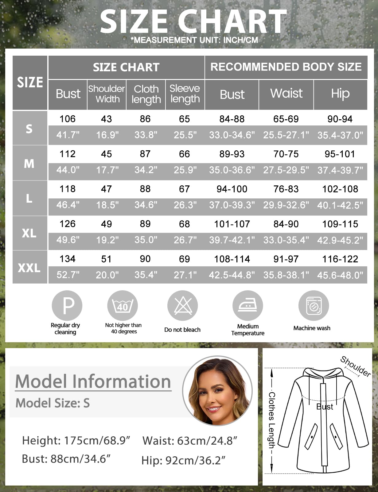 Vancavoo Veste Imperméable Femme Chic Long Manteau de Pluie Coupe Vent avec Capuche Poncho avec Poche