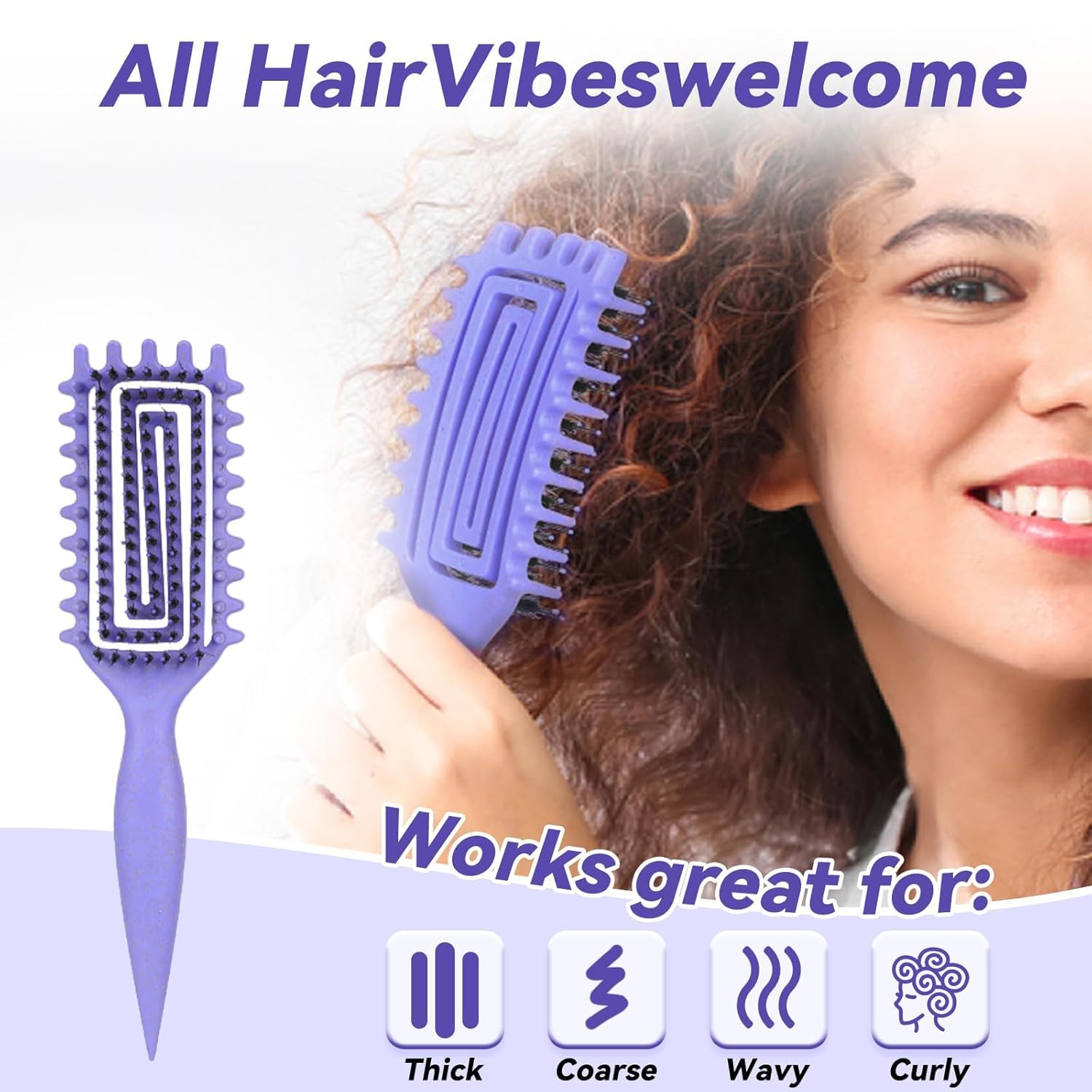 Curly Hair Brush Candybrush Curl Defining Brush for Detangling Shaping and Defining Curls for Women Men, Wet & Dry Hair (Purple) - Image 4