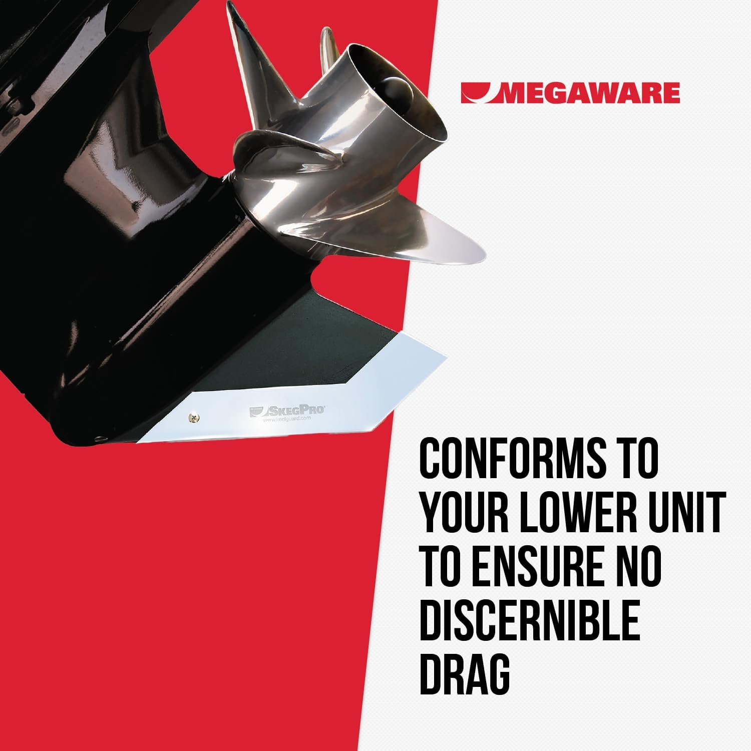 MEGAWARE KEELGUARD 655 SKEGPRO - Fits Some Mercruiser, Mercury, Suzuki, and Yamaha Boat Motors (See Listing) Stainless Steel Skeg Protector Guard Against Damage from Ramp Dragging, Rocks, Debris