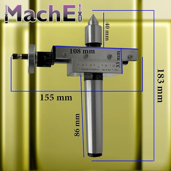 MachEl Taper Turning Attachment with Live Revolving Center for Lathe Machines – Precision Tool for Taper Turning,  with Plastic Case and Working Video (Morse Taper 3MT)