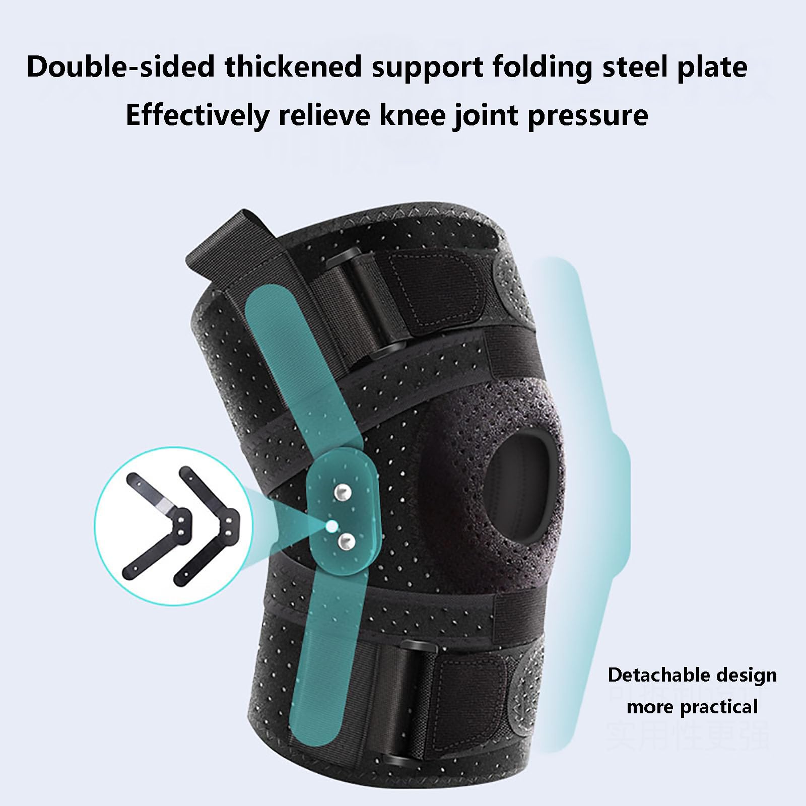 HAILM Rodillera, para Mujeres y Hombres con Dolor Rodilla, Rodillera Ajustable con Bisagras, Para Alivio Dolor Articular, Recuperación Lesiones, Negro