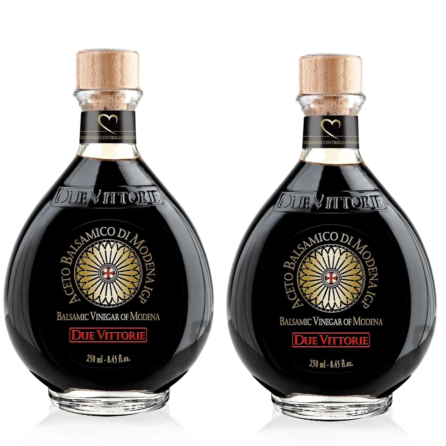 Due Vittorie Oro Gold, Barrel Aged Balsamic Vinegar of Modena IGP with Built in Pourer, All-Natural, Extra Dense Premium Vinegar Aceto Balsamico di Modena IGP Italy - 8.45fl oz / 250ml - Pack of 2