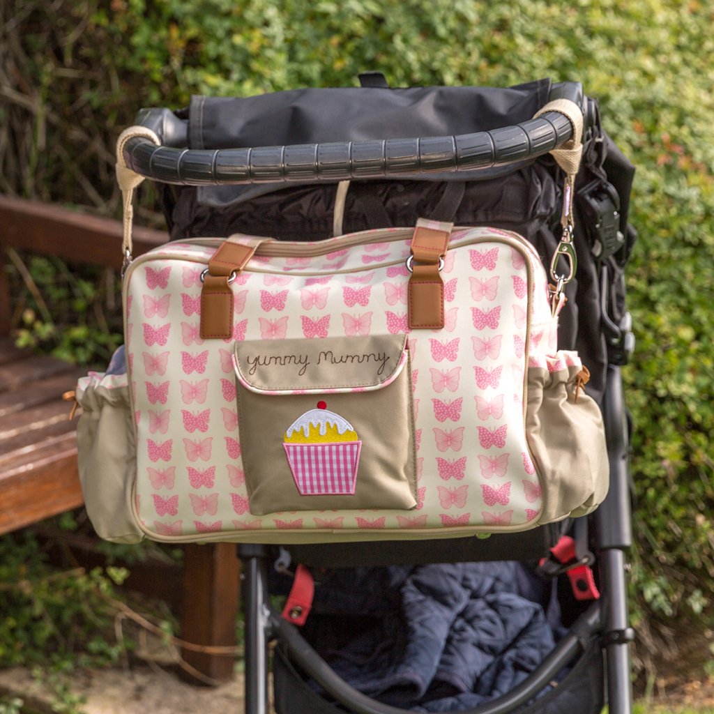 Baby Diaper Bag, Yummy Mummy (Pink Butterflies)