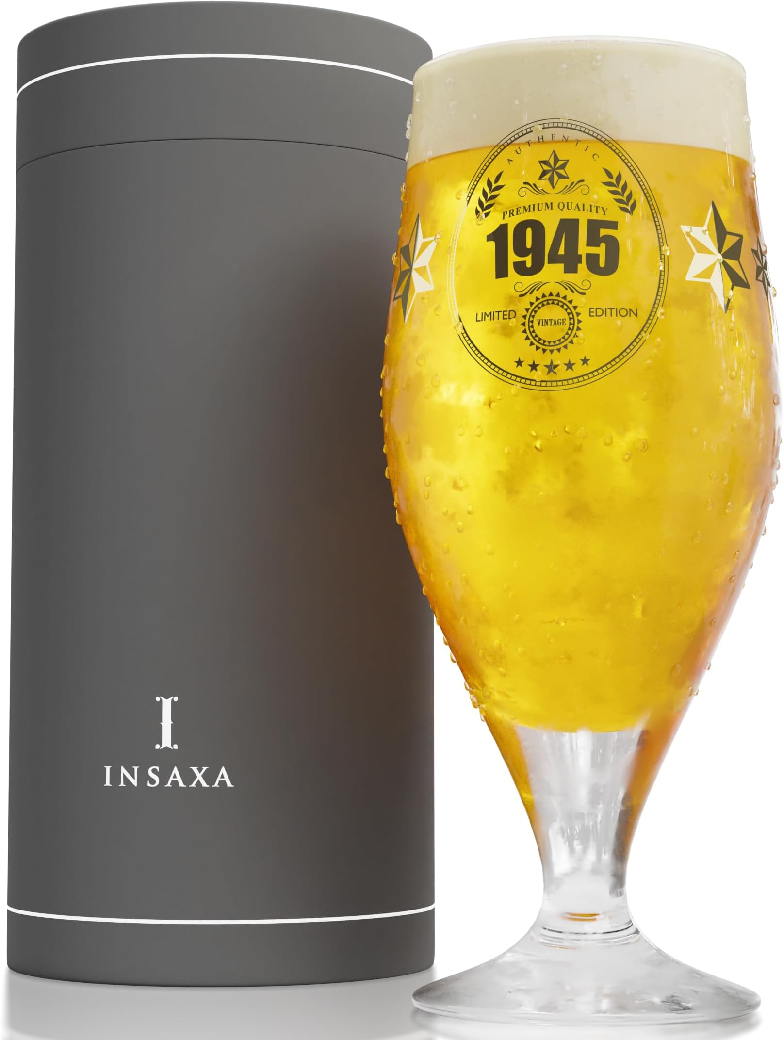 80th Birthday Gifts for Men - Limited Edition 1945 Premium Quality Beer Glass (1 Pint / 580ml)