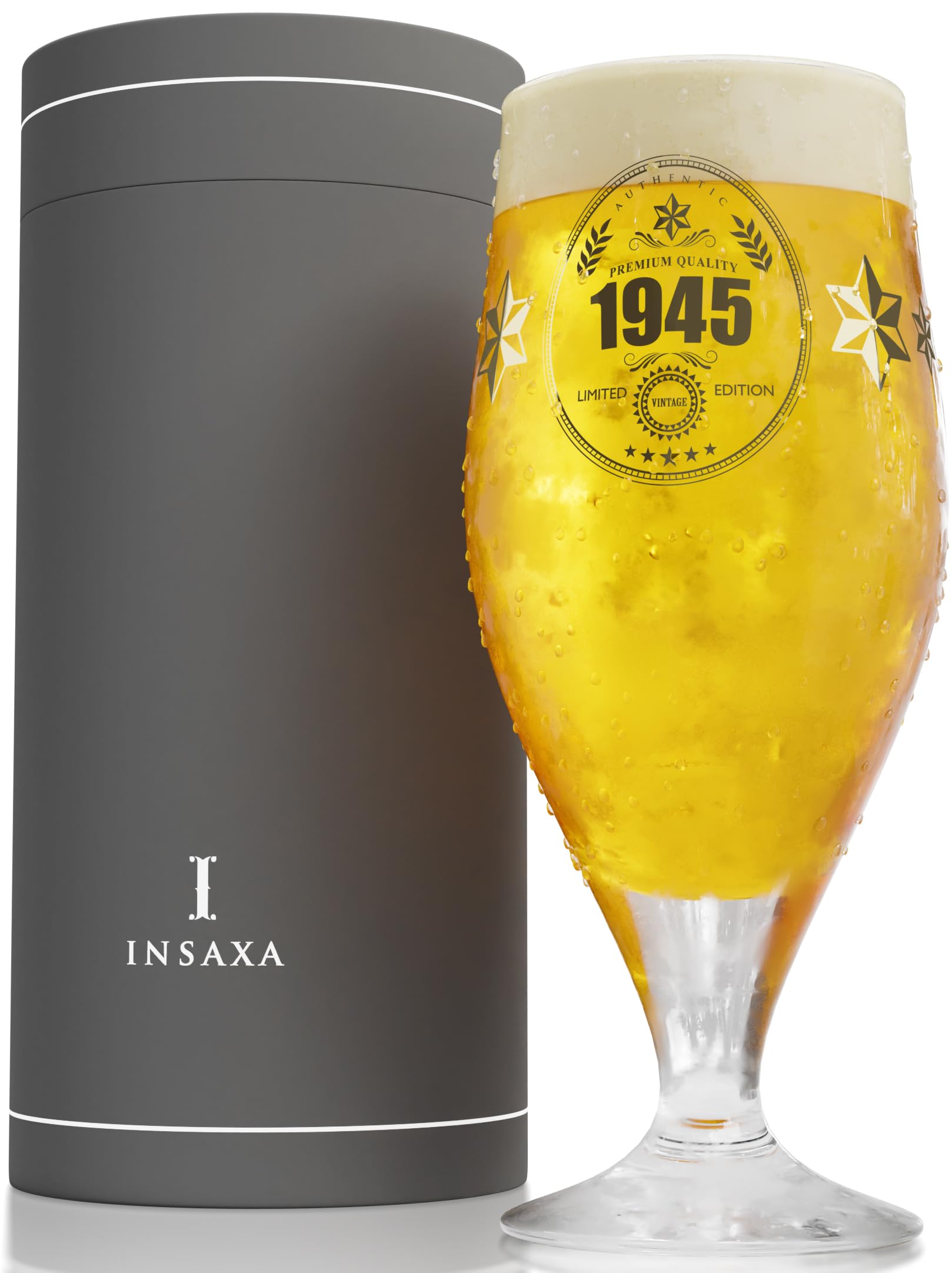 80th Birthday Gifts for Men - Limited Edition 1945 Premium Quality Beer Glass (1 Pint / 580ml)