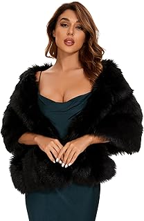 Women's Faux Fur Shawl Luxury Fur Shawls and Wraps for Evening Dresses Bridal Faux