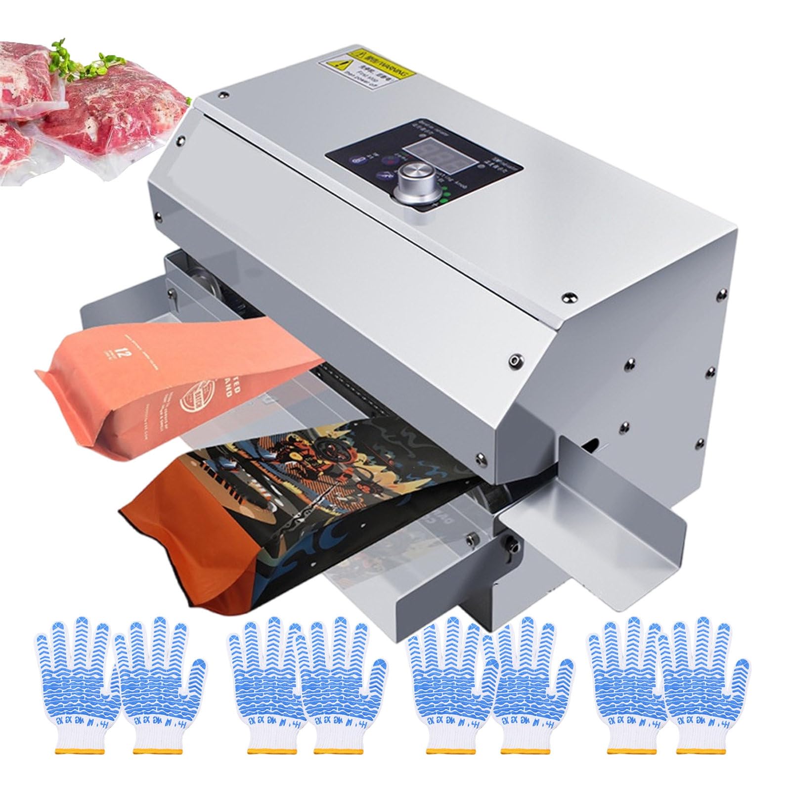 IUokLU 300W Vacuum Sealer Machine | Auto Food Continuous Band Vacuum Sealer 72Mm Film Thickness | Industrial Bag Sealing Machine For Keep Meat Vegetables Fruits Grains Fresh