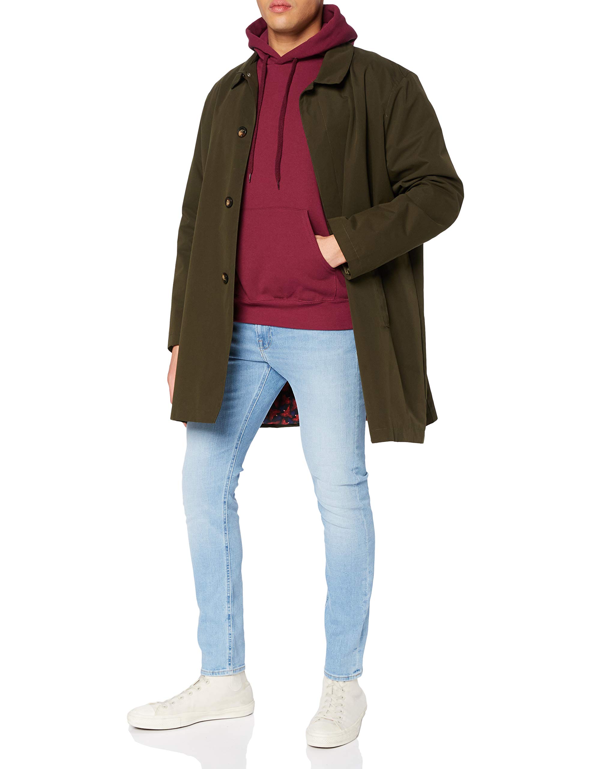 unisex adult Pull-over Classic Hooded Sweat, Burgundy, M UK