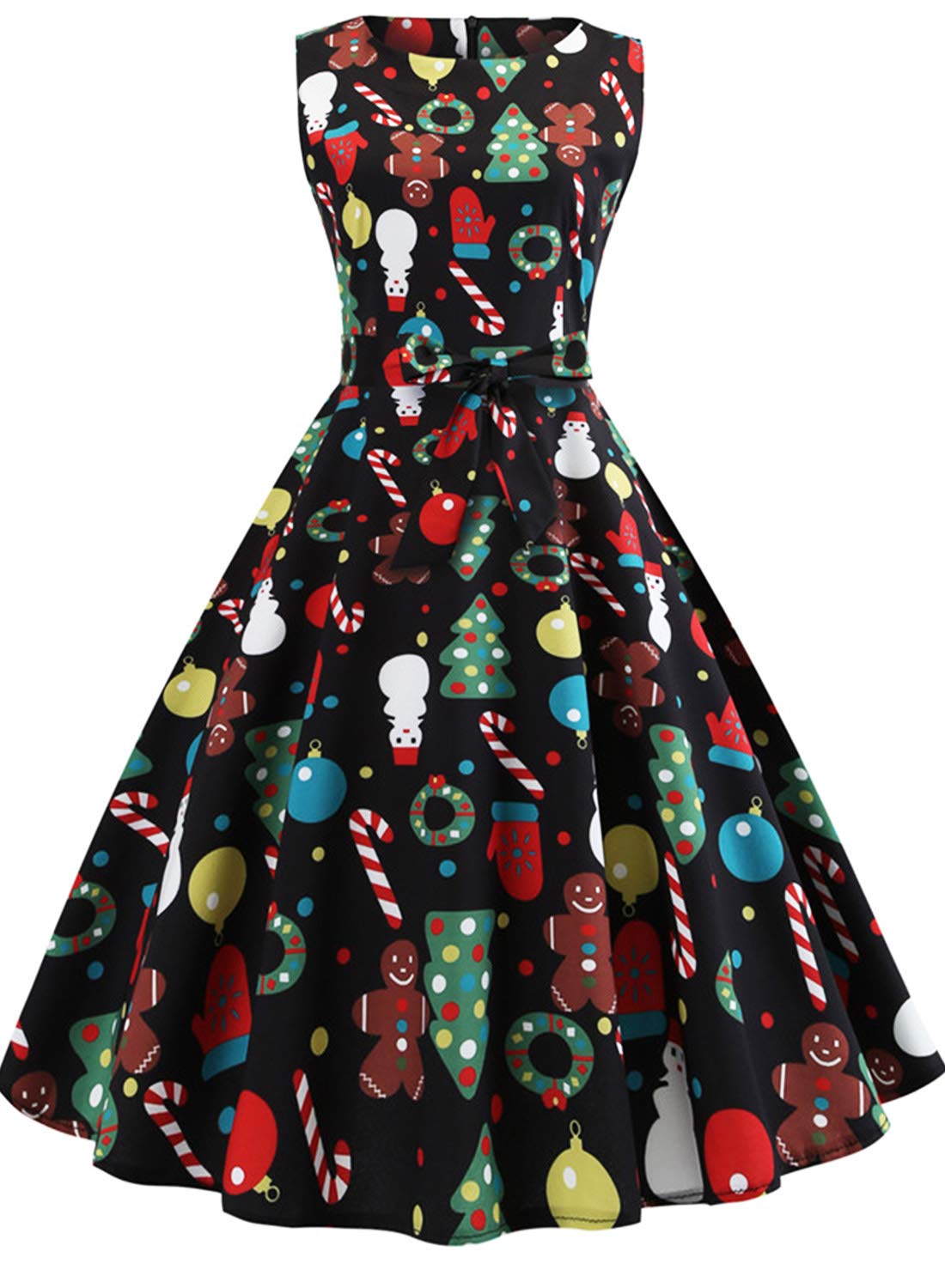 white christmas dresses COLLECTIF Suzanne Christmas Tree Swing Dress for Women, Green, UK 18
