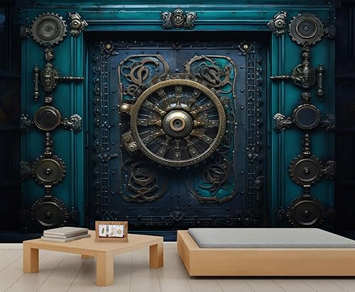 Miniatura 20 de Mural de pared industrial retro, mural industrial retro, papel tapiz de engranajes, mural de pared de textura metálica para sala de estar y