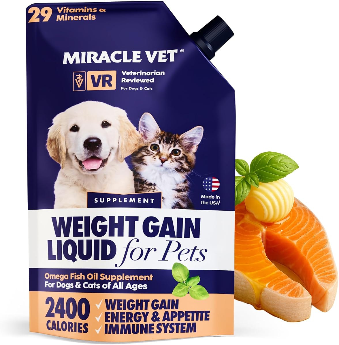 Ganador de peso alto en calorías para perros y gatos - Suplemento nutricional multivitamínico en gel, aceite de pescado omega, calcio - Cachorro, adulto mayor, vitaminas prenatales para gatos y perros, suplementos para aumentar de peso