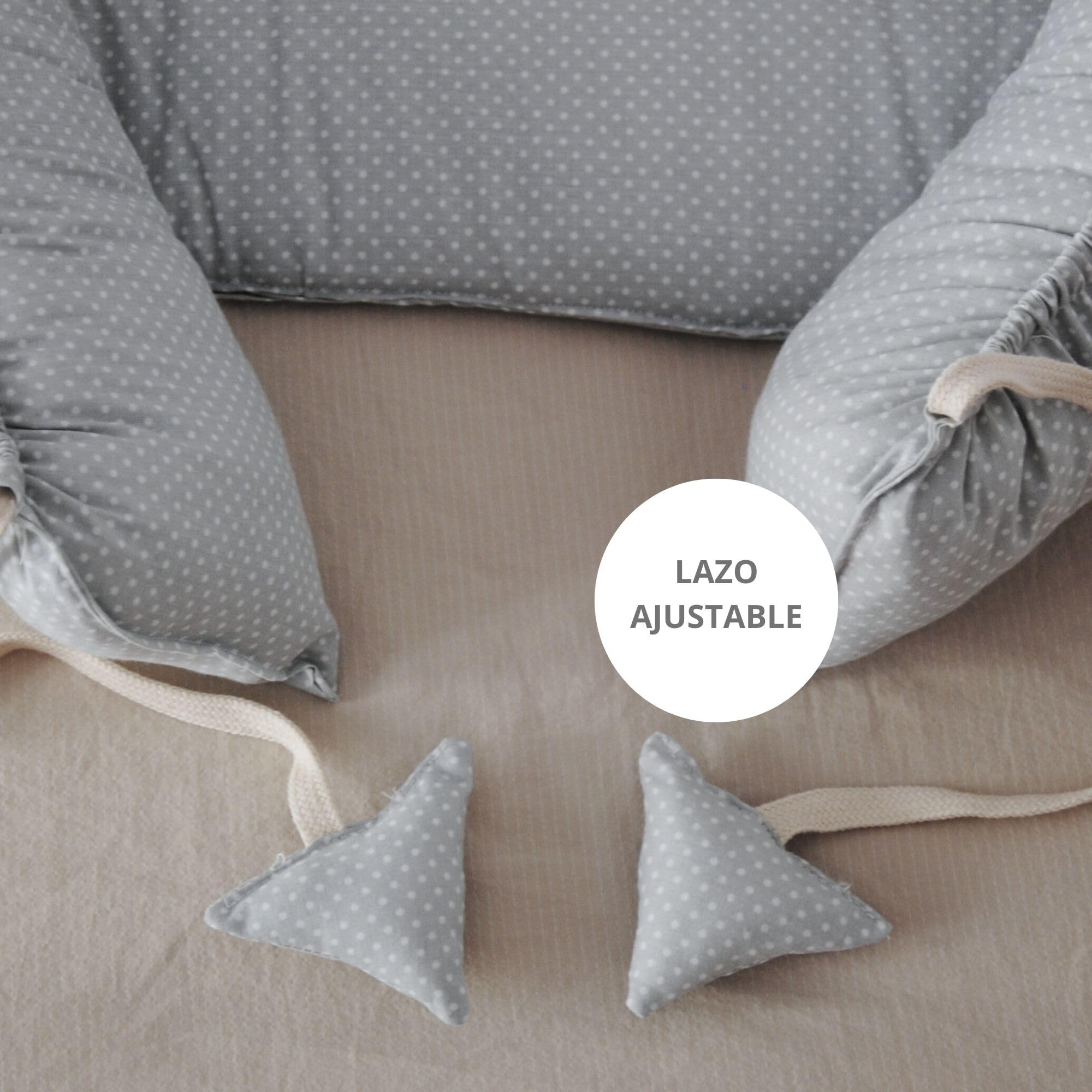 Nido Bebé 0-7 Meses 100% Algodón Certificado OEKO-TEX, Reductor de Cuna y Cuna de Viaje - Nido Bebé Acolchado y Mullido, Ideal para Colecho y con Lazo Ajustable 100% Made in Spain (Gris)