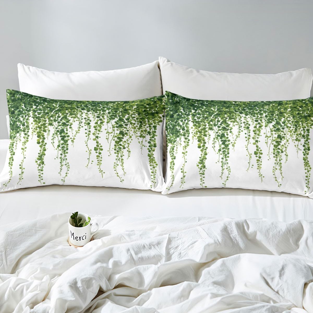 jejeloiu Leaves Duvet Cover Toddler Size Kids Botanical Garden Comforter Cover Set for Boys Girls Nature Bedding Set Spring Bedspread Cover Room Decorations Quilt Cover,No Stuffing
