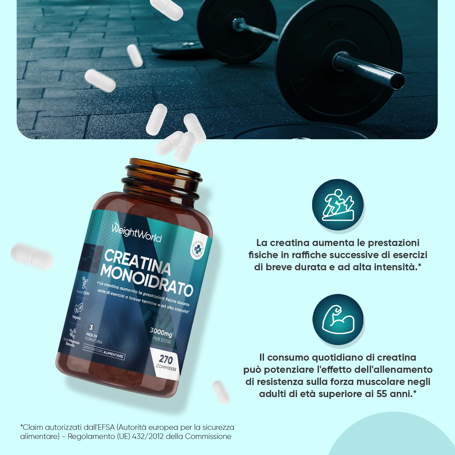 Omega 3 Olio di Pesce, Multivitaminico Completo e Creatina Monoidrata Bundle, 240 Softgel + 400 Compresse + 270 Compresse, Omega 3 con EPA e DHA, 27 Vitamine e Minerali, Creatina Pre e Post Workout