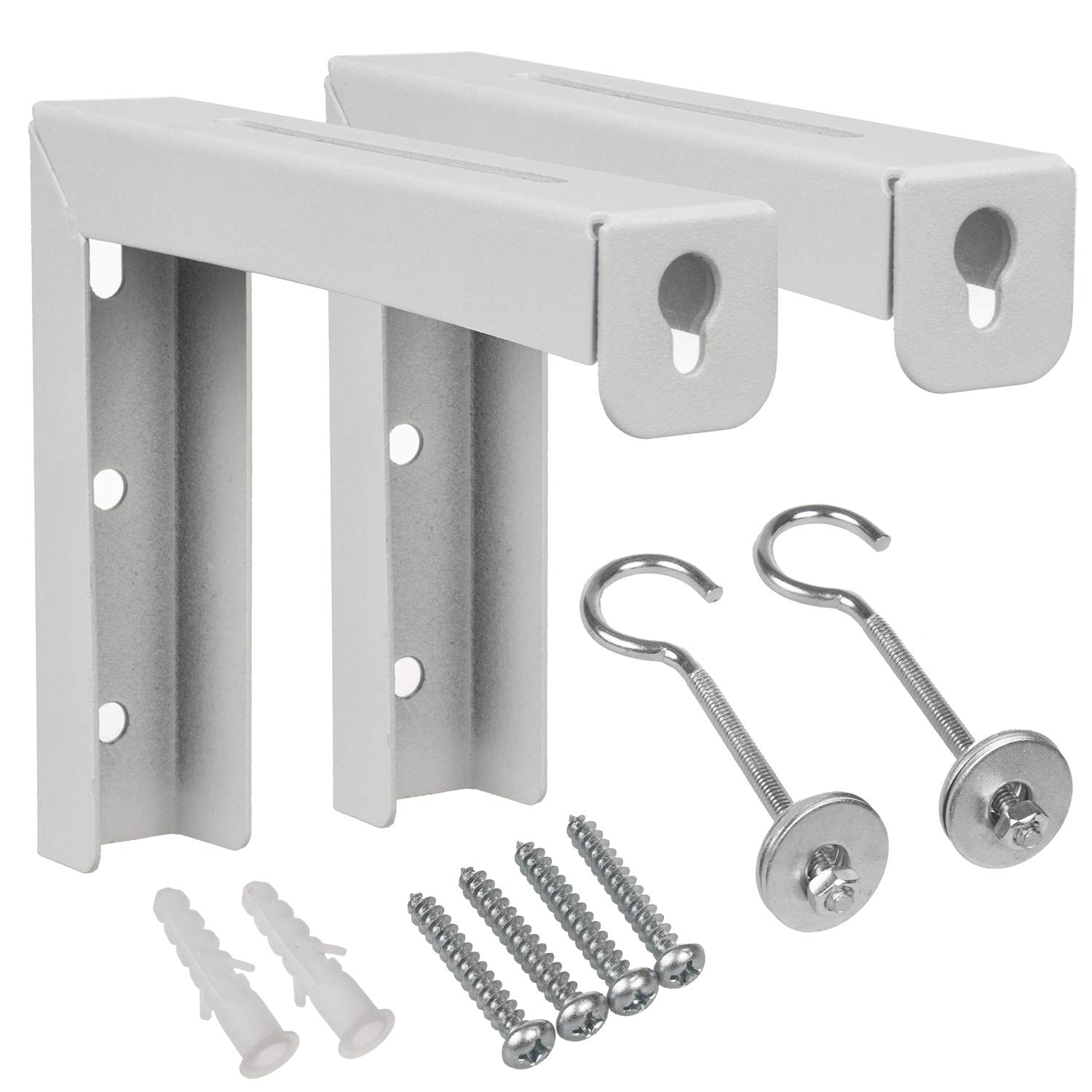 Maclean MC923 Set of 2 Hangers for Projection Screens Hanging Bracket Wall Adjustable White Colour Distance from The Wall Max. 25kg