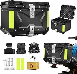 Baú para Moto de Alumínio 45L- Bauleto 45 Litros Impermeável Trava Dupla Antirroubo, Bau Moto Traseiro Modelo Universal de Alto Volume, Preto