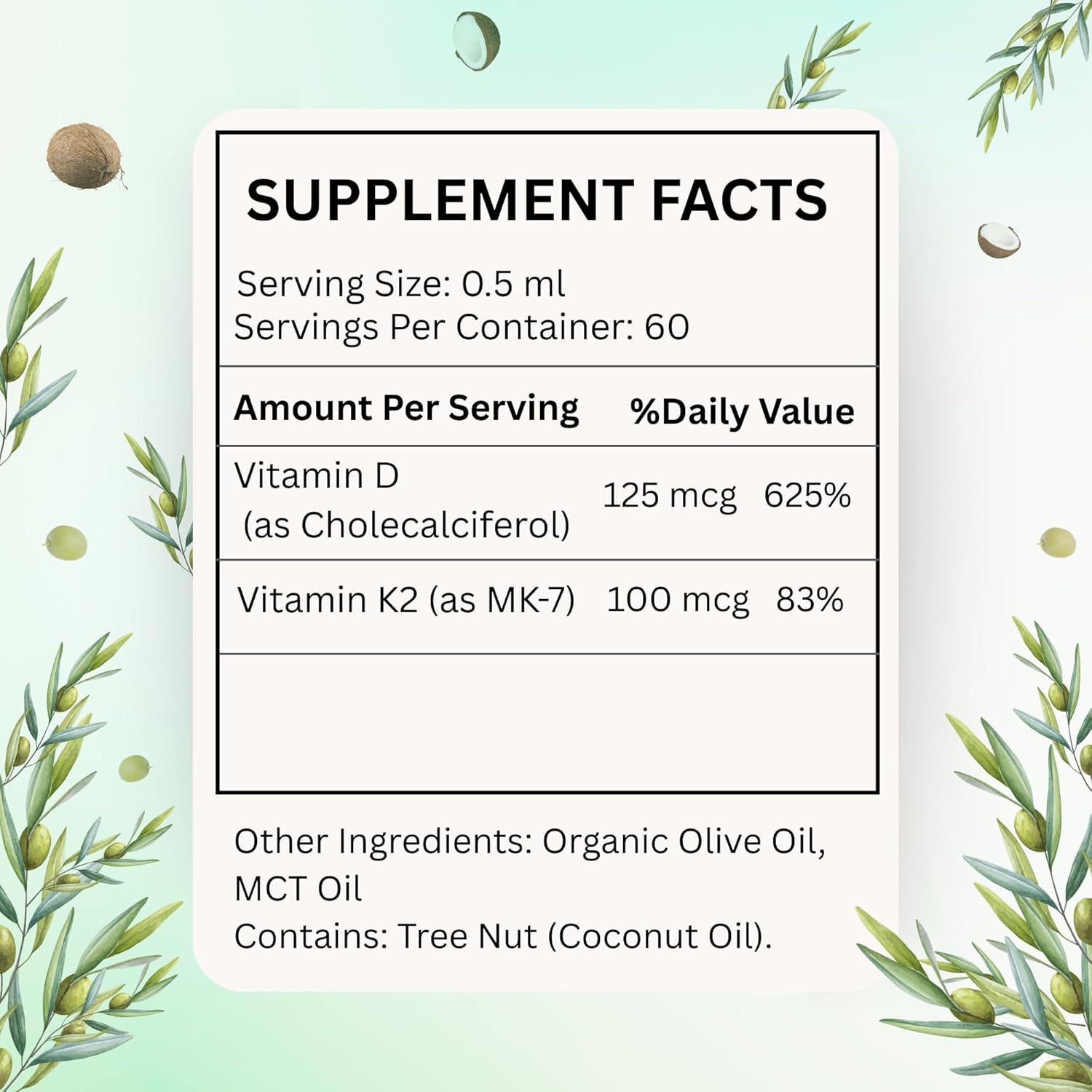 Liposomal Vitamin D3 K2 (MK-7) Liquid Drops with MCT and Olive Oil | Vitamin D3 5000iu | Bone & Heart Health | Immune & Joint Support Supplement | Maximum Absorption| Made in USA