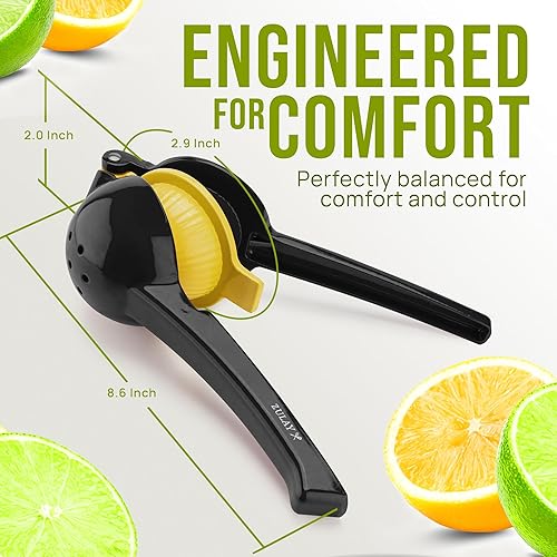 Miniatura 5 de Zulay Kitchen Exprimidor de limón 2 en 1 de metal, exprimidor de mano de extracción máxima resistente, exprimidor de limón que recibe hasta la