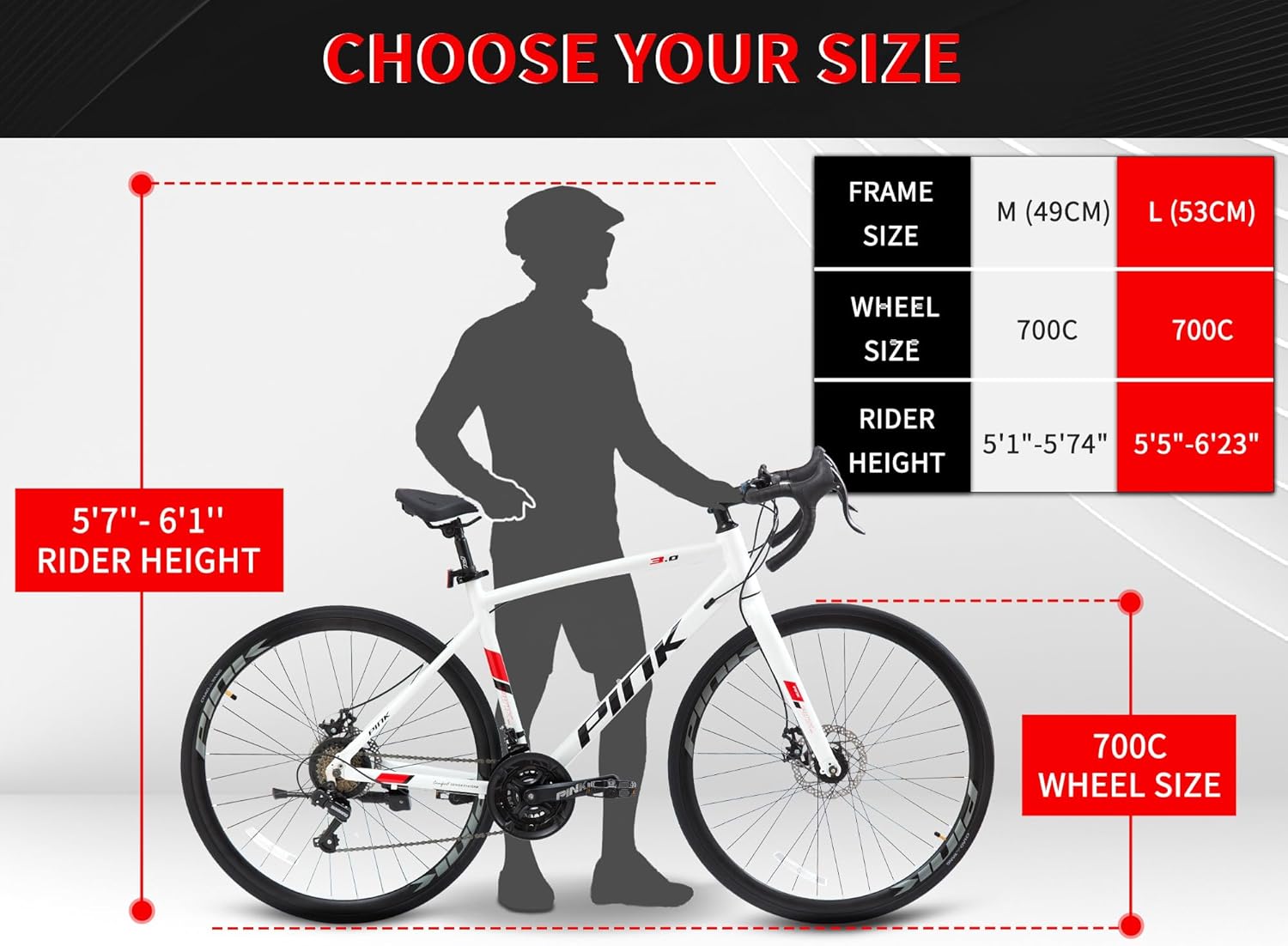 Pipleo Road Bike, 700C City Commuter Bicycle, 21 Speeds Shimano Drivetrain Sport Racing Bike, Light Weight Aluminum Frame, Urban Street Bike for Men Women Adult Bicycle