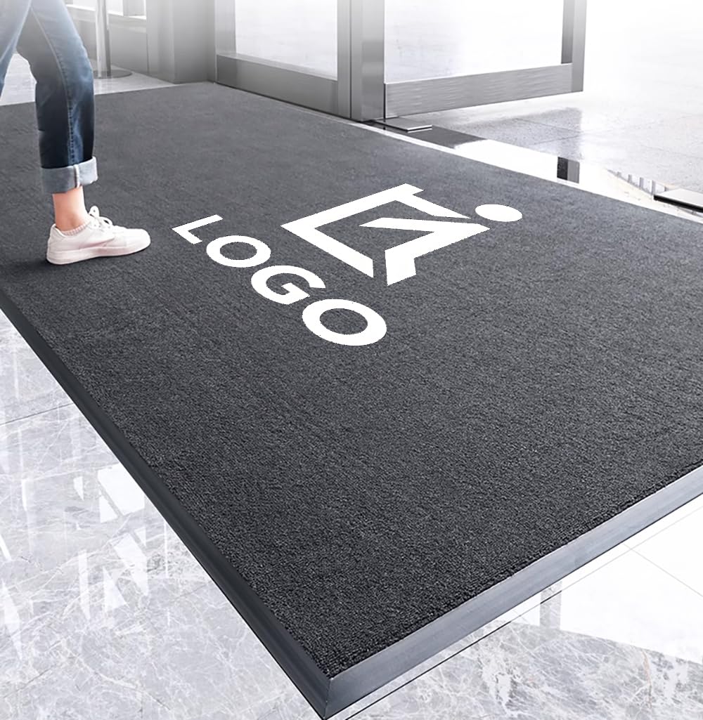 Zerbino Personalizzato con Logo Foto Scritta Zerbini Personalizzati Ingresso Esterno In Gomma Antiscivolo Tappeto Personalizzabile Interno per Casa Ufficio Aziendali,60x90cm